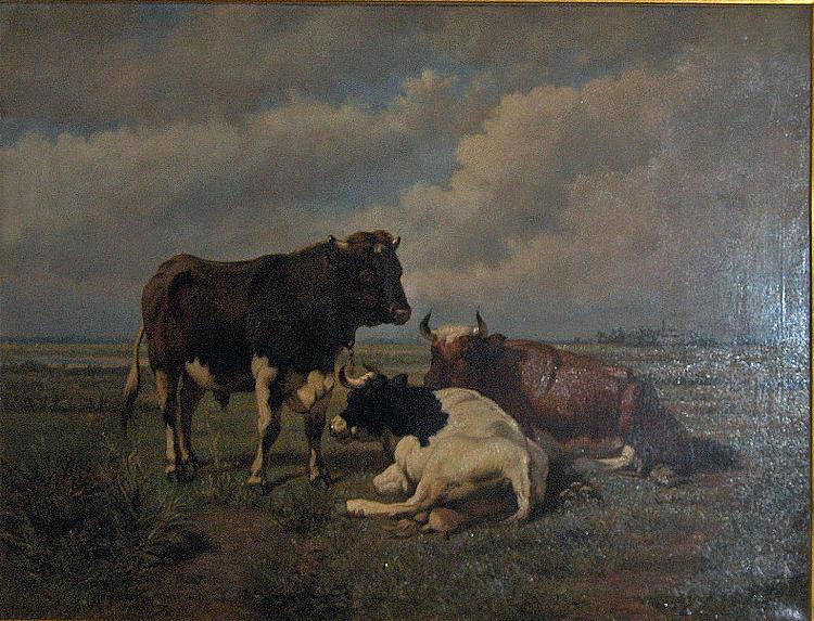 unknow artist Two cows and a bull oil painting image